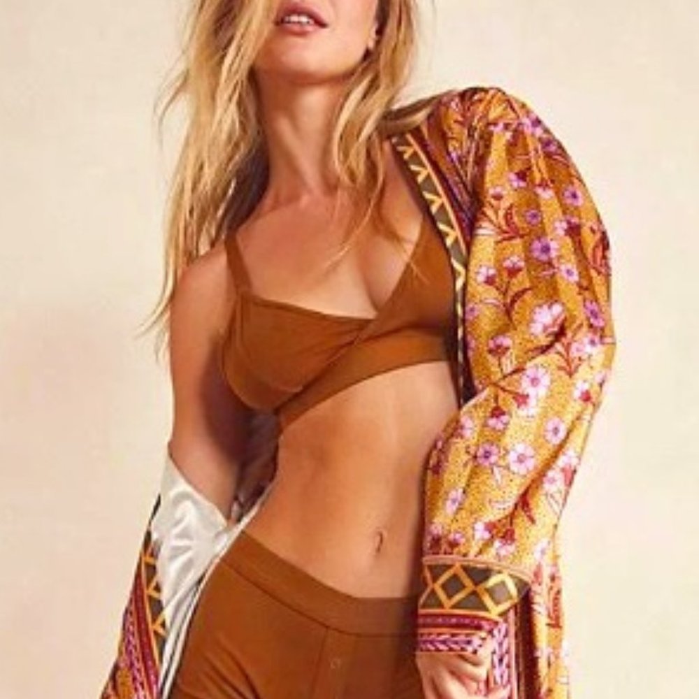 Free People Intimately | Pajama Party Robe | NWT | Gold Combo